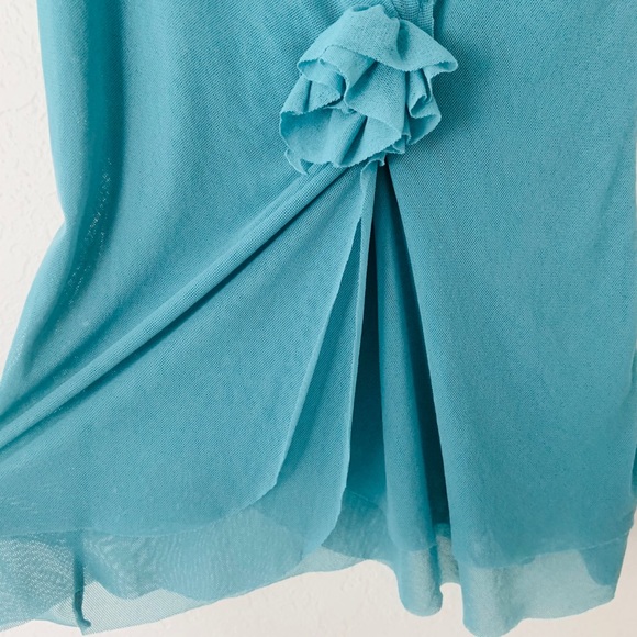 Anthro Odille Teal Mesh Sleeveless Top - Picture 2 of 4